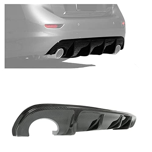 HECASA Rear Diffuser Compatible with 20142017 Infiniti Q50 Bumper Lip Spoiler Splitter Carbon Fiber Color Plastic